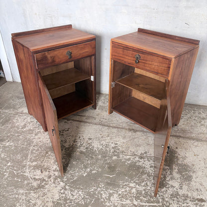 Pair of Mid-Century Walnut Bedside Cabinets | Vintage One Drawer Nightstands