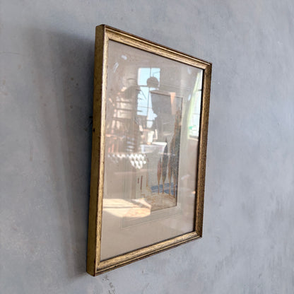 Framed Vintage Watercolour – Dreamy Coastal Scene in Gilt Frame