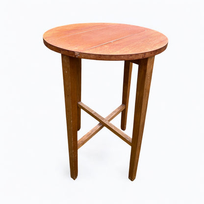 Mid Century Teak Wood Folding Stool Table