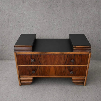 Compact Art Deco Walnut and Oak Chest of Drawers