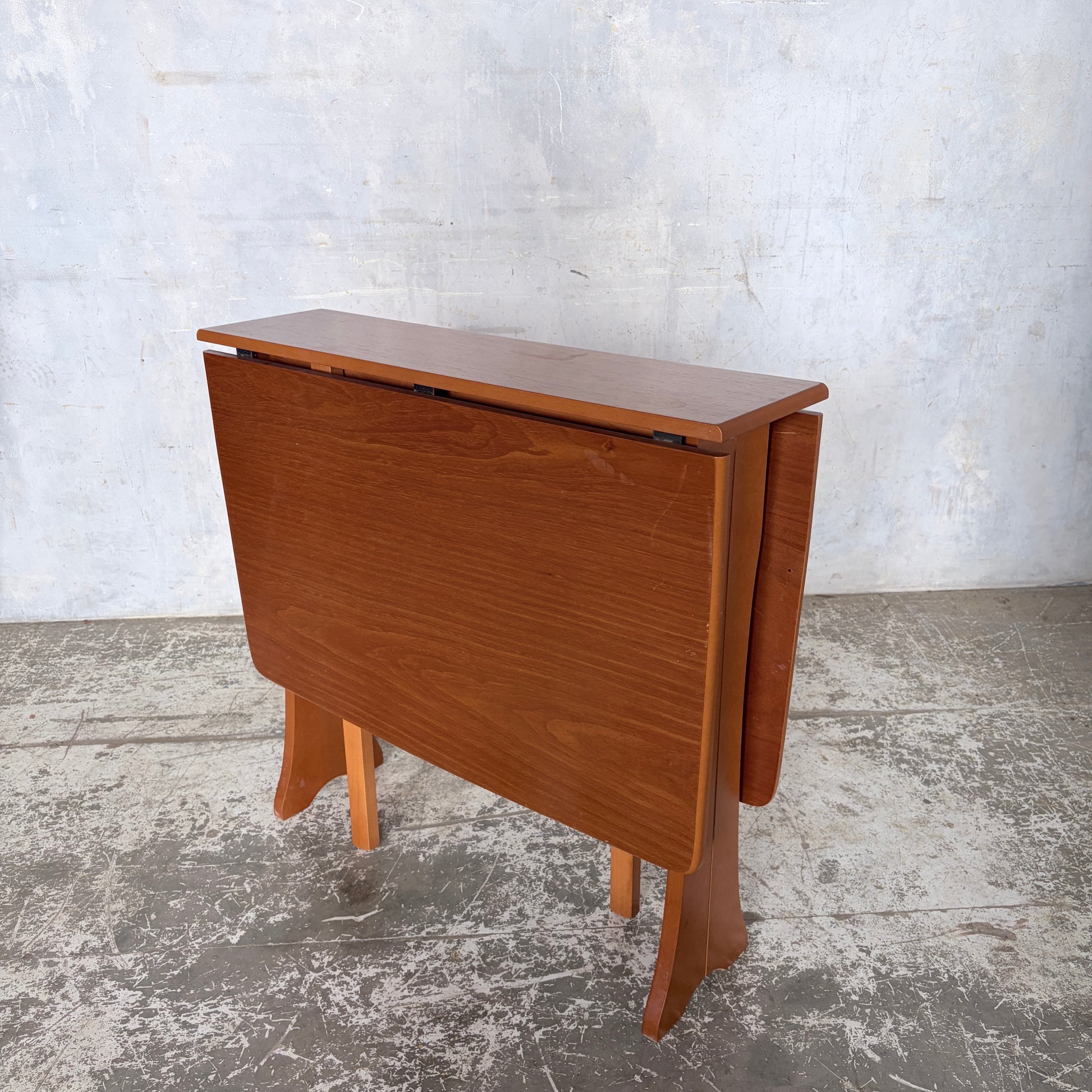 Mid Century Compact Teak Drop Leaf Dining Table Space Saving Fold Away Dining Table
