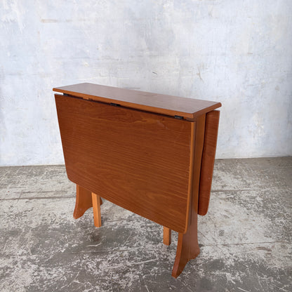 Mid Century Compact Teak Drop Leaf Dining Table Space Saving Fold Away Dining Table