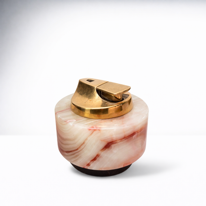 Art Deco Onyx Tabletop Lighter Prop – Round Marble Effect