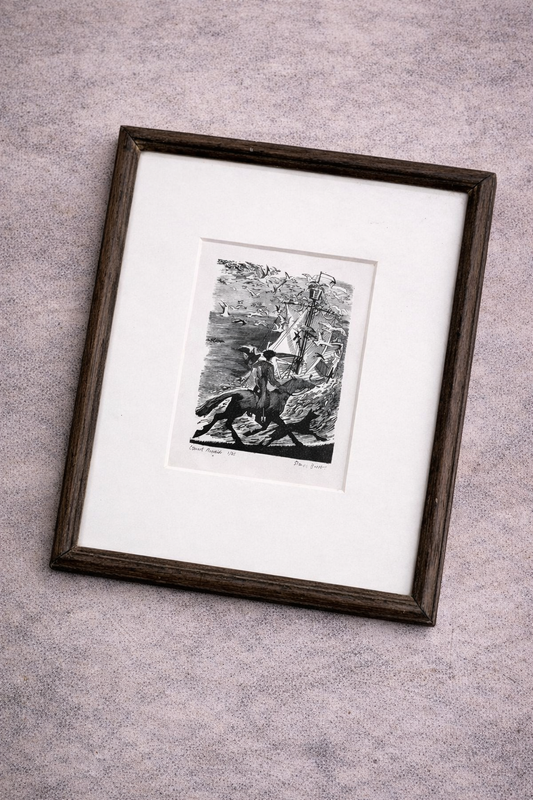 Simon Brett “Count Arnold” Woodblock Print – Vintage and Framed Limited Edition