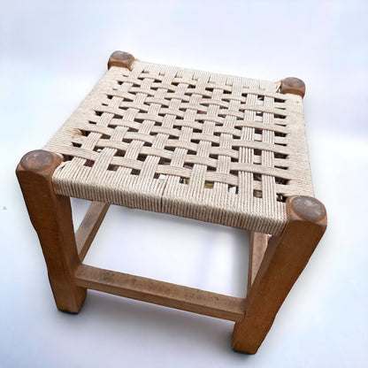 Vintage 1960s Rattan Footstool