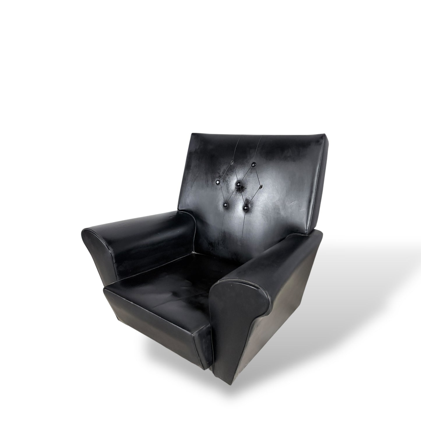 Black Leather Wingback Armchair – Mid-Century Style