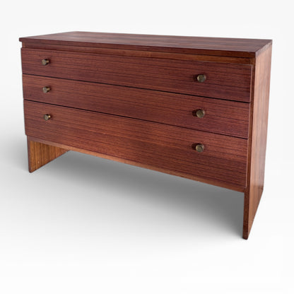 Mid-Century Teak Dresser | Vintage Meredew Chest with Brass Drawer Pulls