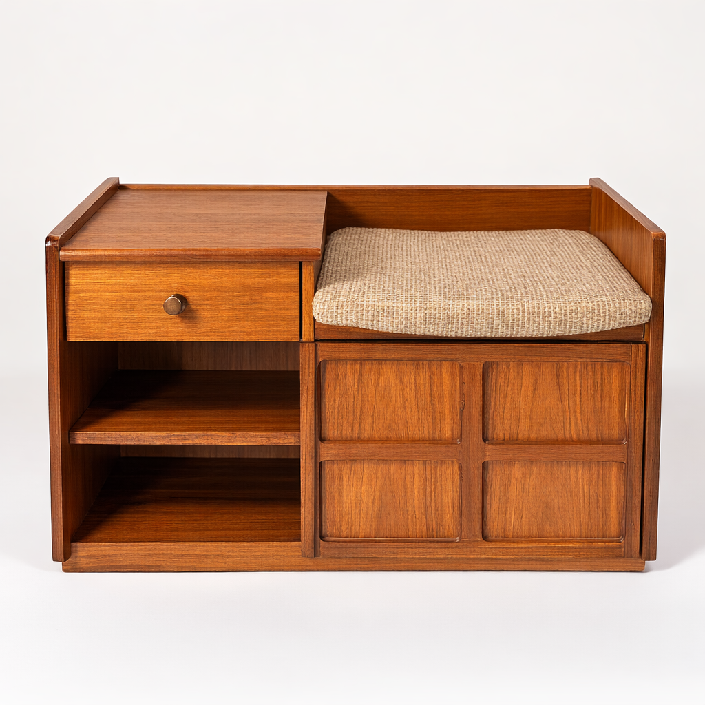 Mid-Century Teak Telephone Bench by Nathan Furniture
