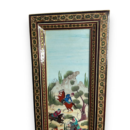 Vintage 1950s Persian Khatam Mosaic Watercolour painting