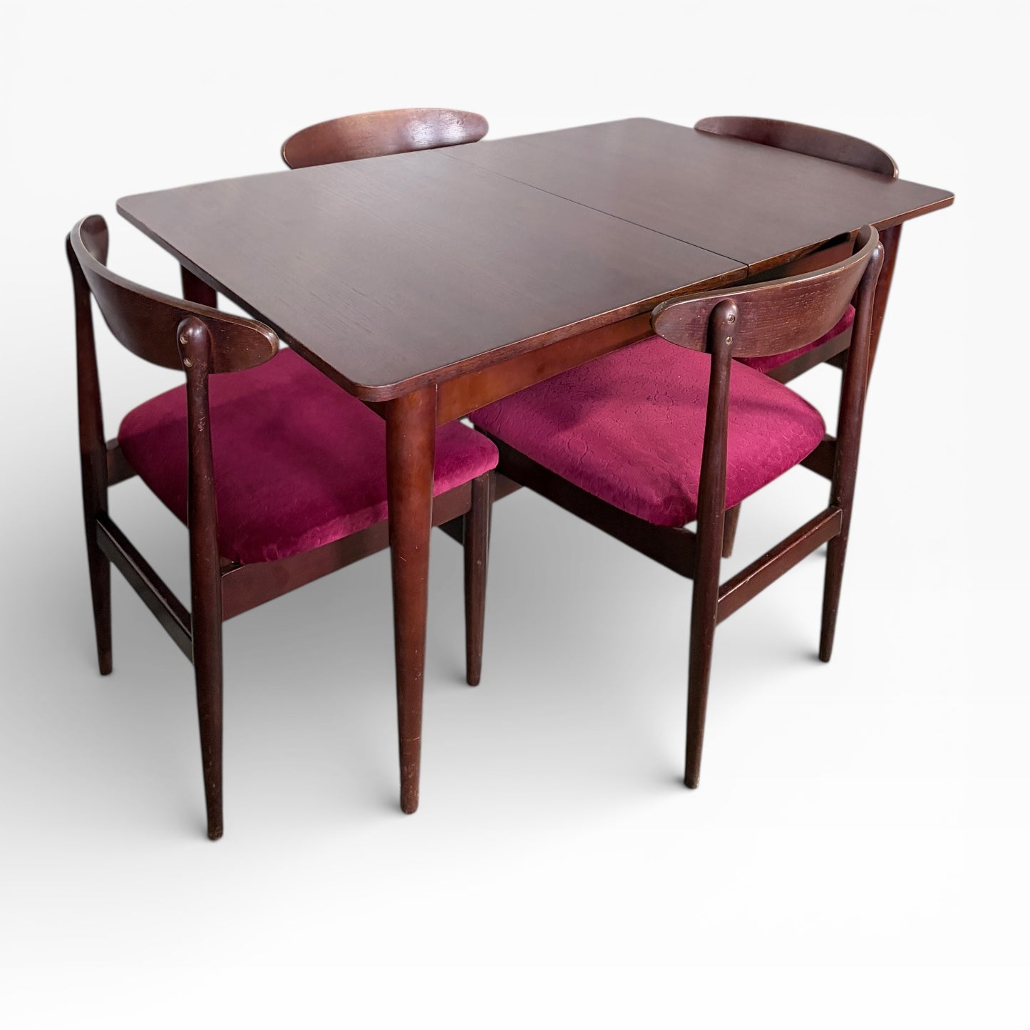 Mid Century Dining Table – Compact Extending Teak Set with Austinsuite Chairs