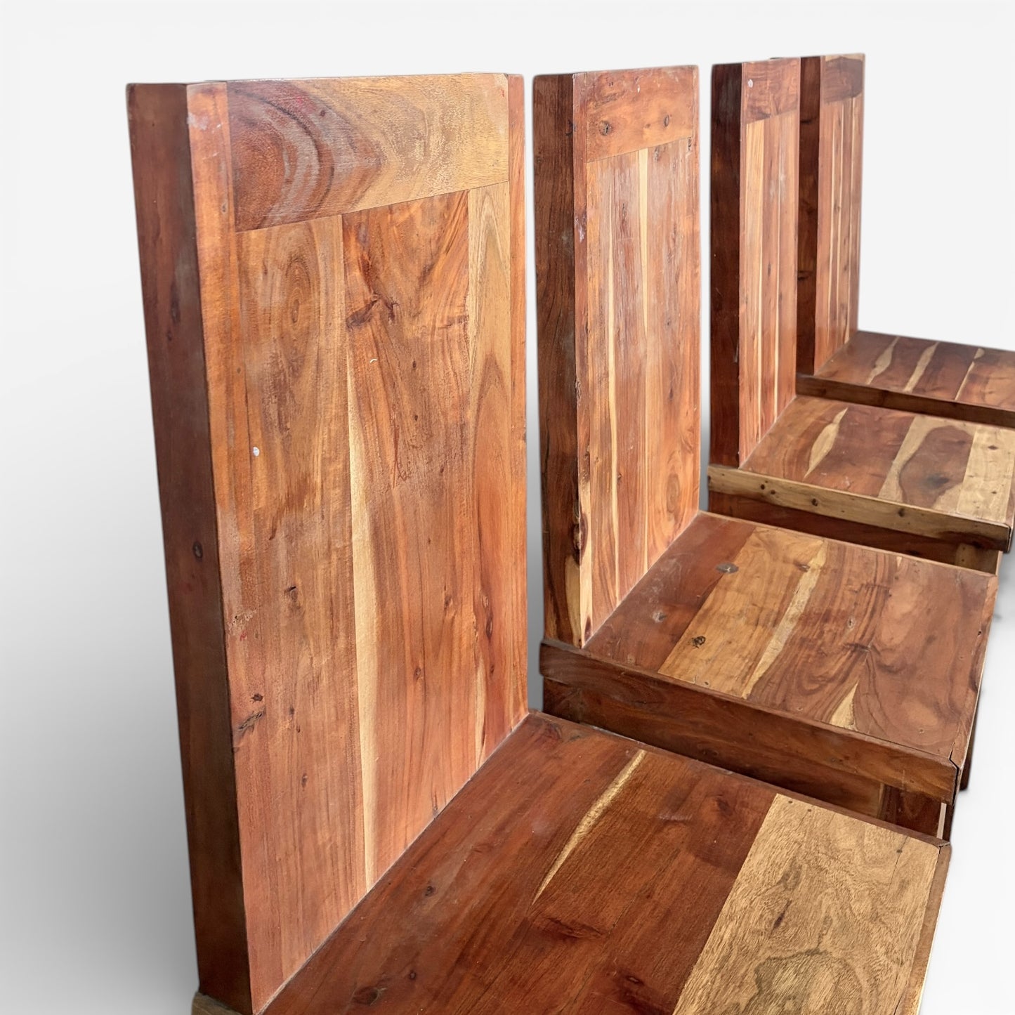 Wood Dining Chairs – Set of Four Solid Acacia & Mango Wood Seats with Tall Backrest