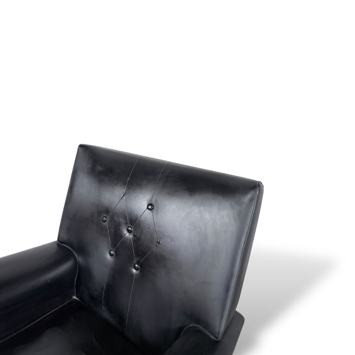 Black Leather Wingback Armchair – Mid-Century Style