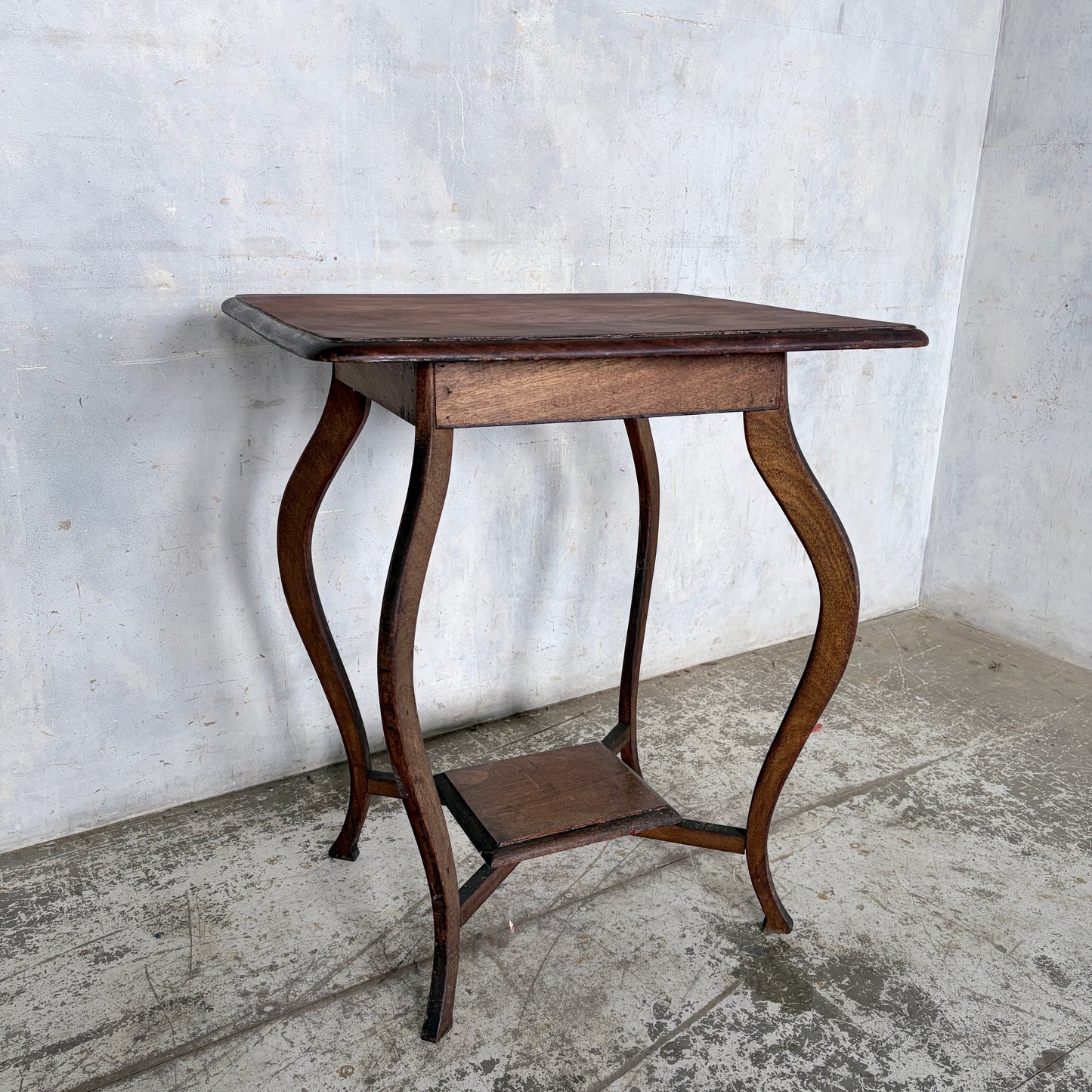 Antique Arts & Crafts Walnut Occasional Side Table | Art Nouveau Lamp Table with Undershelf