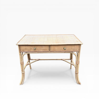 Vintage Bamboo & Rattan Console Table / Desk