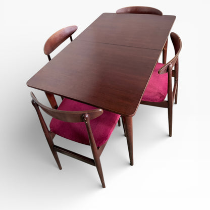 Mid Century Dining Table – Compact Extending Teak Set with Austinsuite Chairs