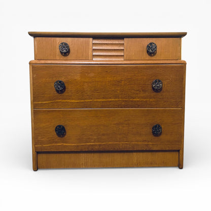 Mid Century Chest Drawers – Vintage Teak Dresser With Decorative Handles