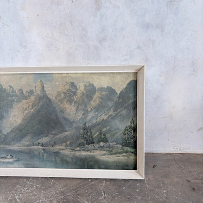 Vintage Framed Mountain Landscape Print by Arno Lemke – ‘The Dolomites’
