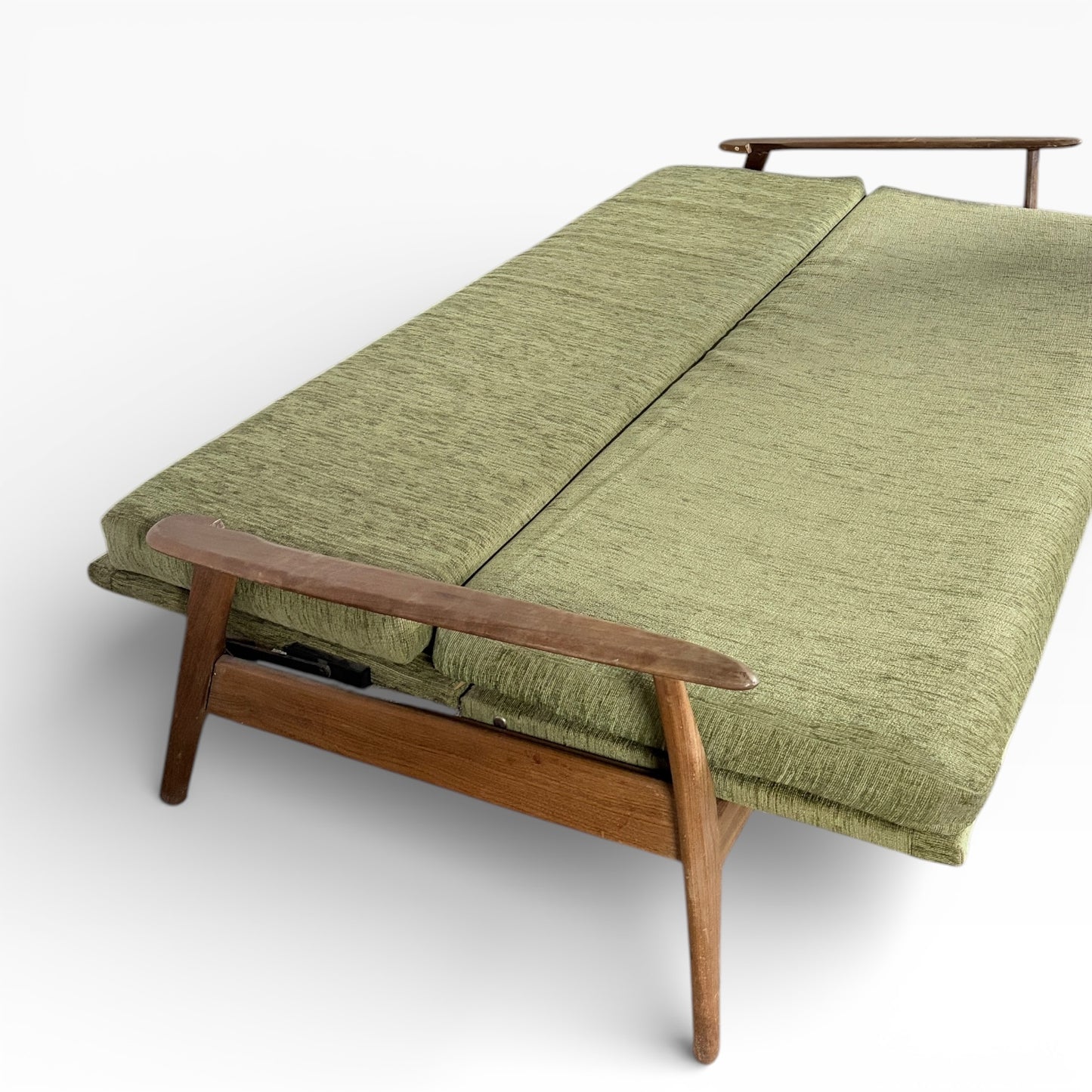 Mid Century Sofa Daybed | Three Seater Convertible Sofa Bed With Solid Wood Frame