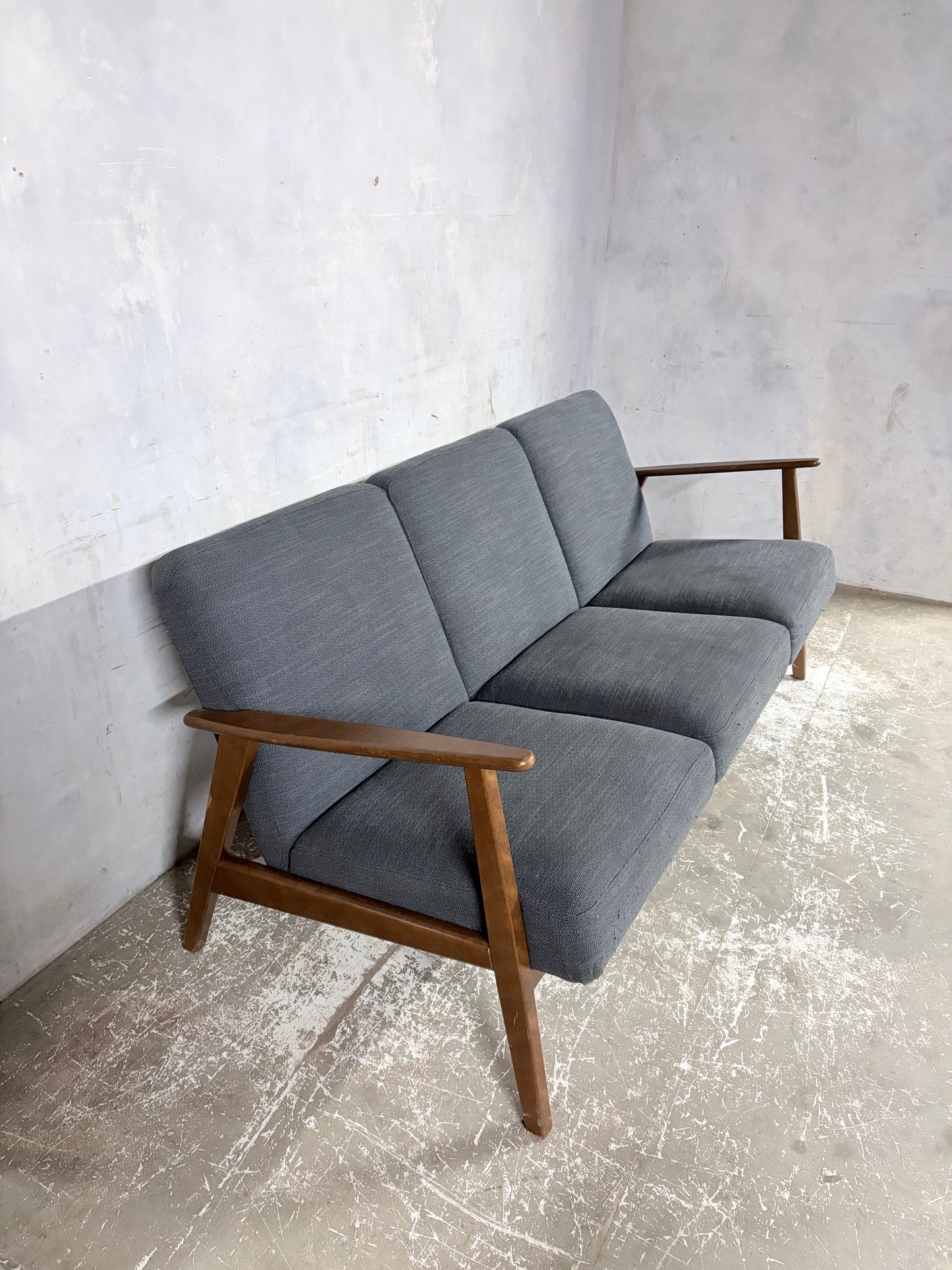 Vintage 1990s IKEA Teak Three-Seater Sofa – Scandinavian Lounge Sofa