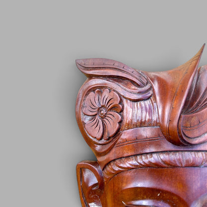 Vintage 1970s Indonesian Hand-Carved Hardwood Wall Mask