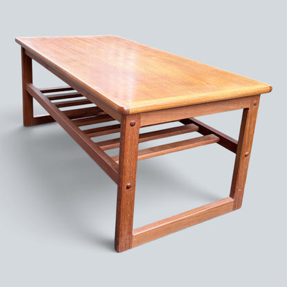 Mid-Century Homeworthy Teak Coffee Table with Magazine Rack
