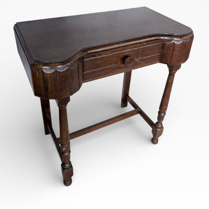 Art Deco Console Table – Solid Oak Vintage Hallway Table with Drawer