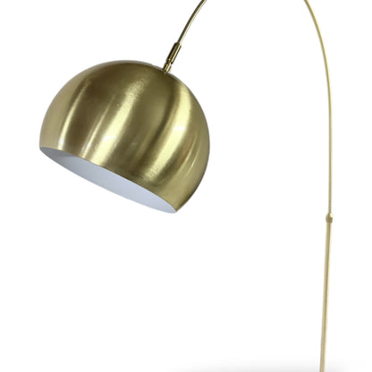 Mid Century Floor Lamp – Brass Arc Overhanging Reading Light with Marble Base