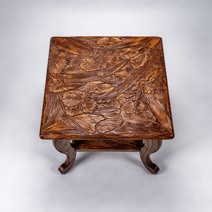 Liberty of London Antique Japanese Carved Fruitwood Side Table