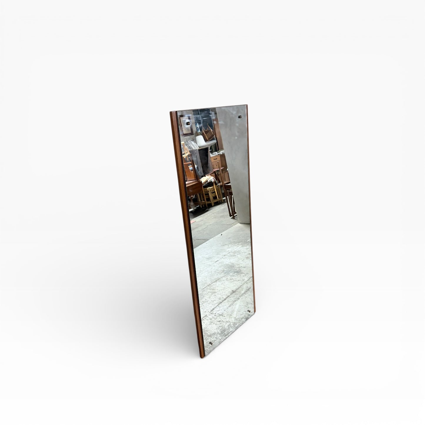 Mid Century Vintage Teak Long Framed Mirror — view 3