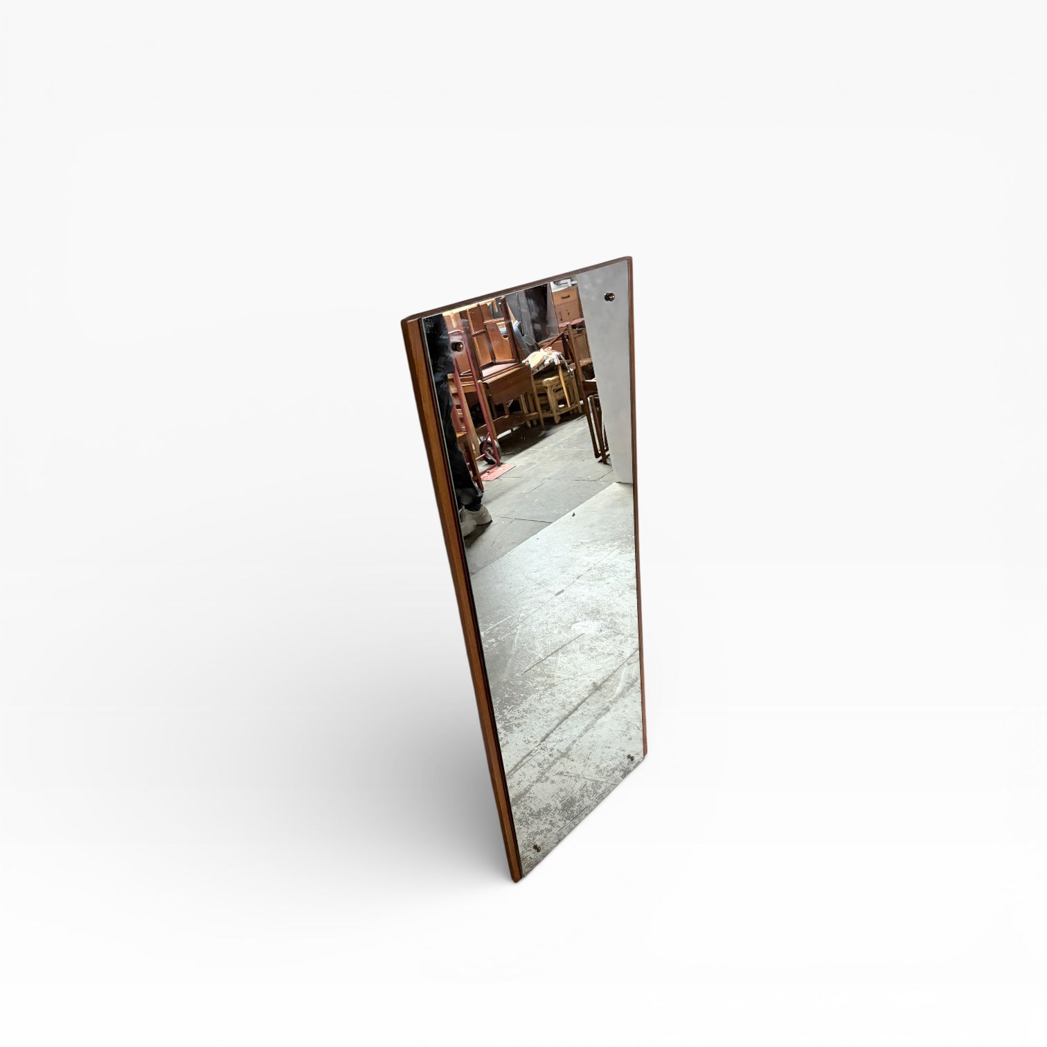 Mid Century Vintage Teak Long Framed Mirror — view 5