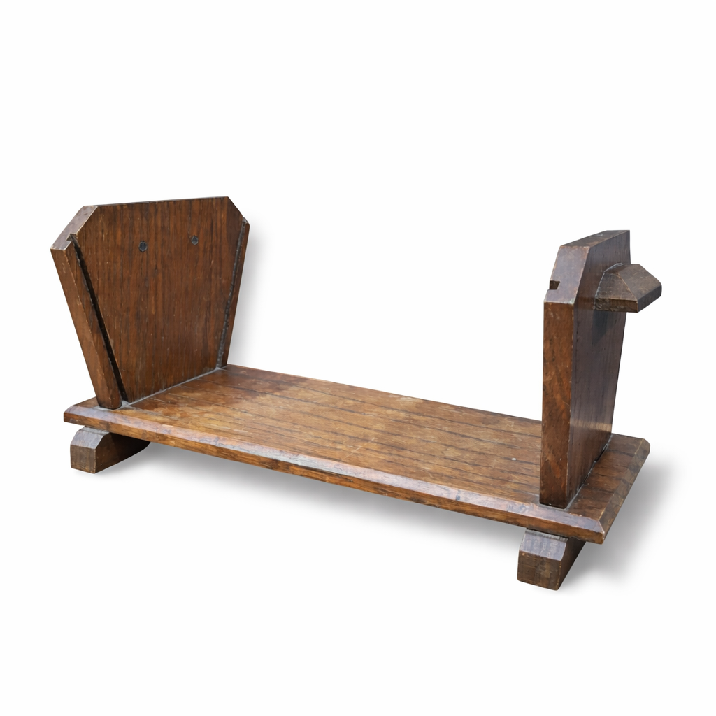 Arts & Crafts Solid Oak Book Trough | Antique Wooden Book Stand & Display — view 2