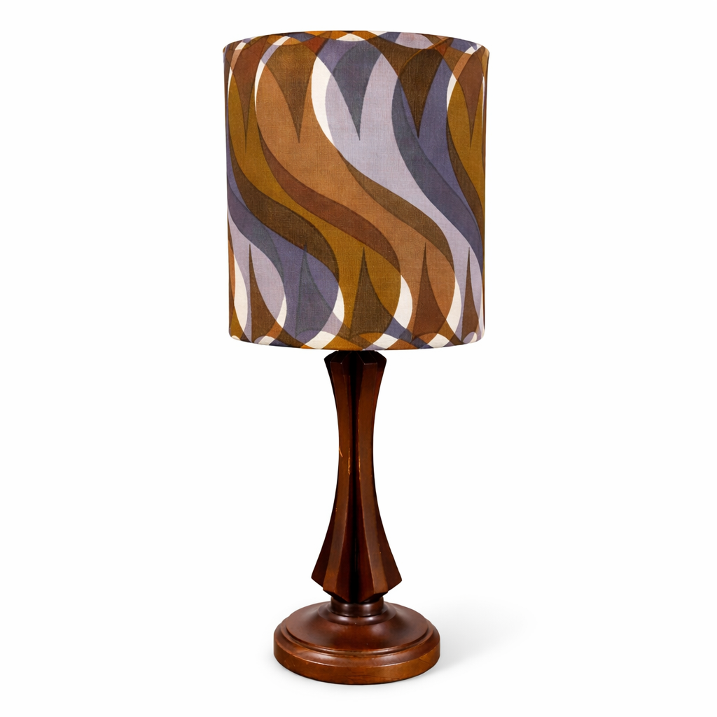 Vintage Teak Table Lamp with Elizabeth Armstrong Sigma Fabric for Hull Traders by Lightfandango