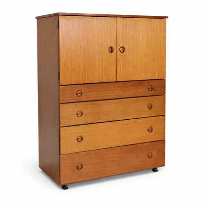 Schreiber Teak Tallboy Cabinet with Drawers – Mid Century