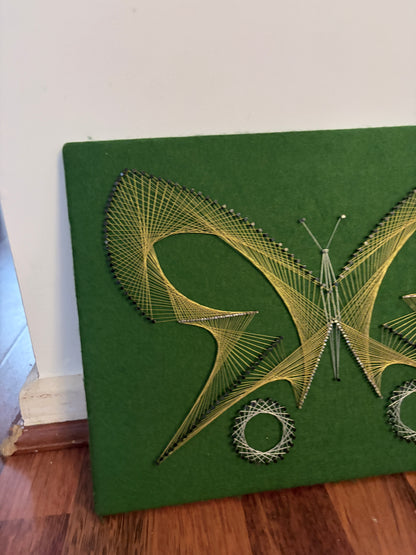 Mid Century String Art Butterfly Wall Hanging