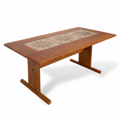 Mid Century Danish Teak & Tile Dining Table with 6 Rosewood Chairs