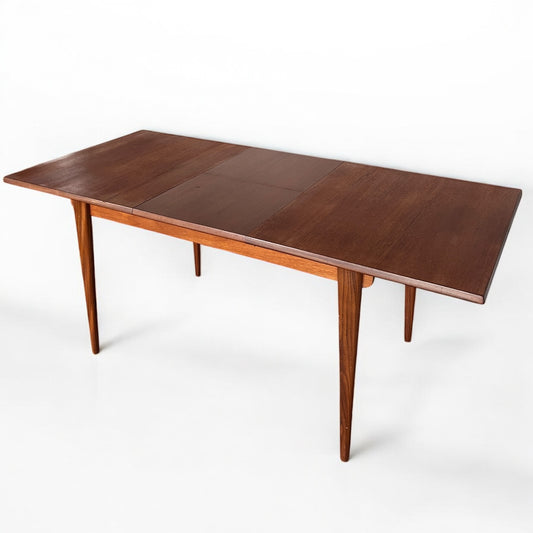Mid Century Modern White and Newton Teak Extending Dining Table