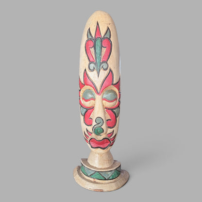 Vintage Indonesian Hand-Carved & Painted Tribal Figure Sculpture – Folk Art