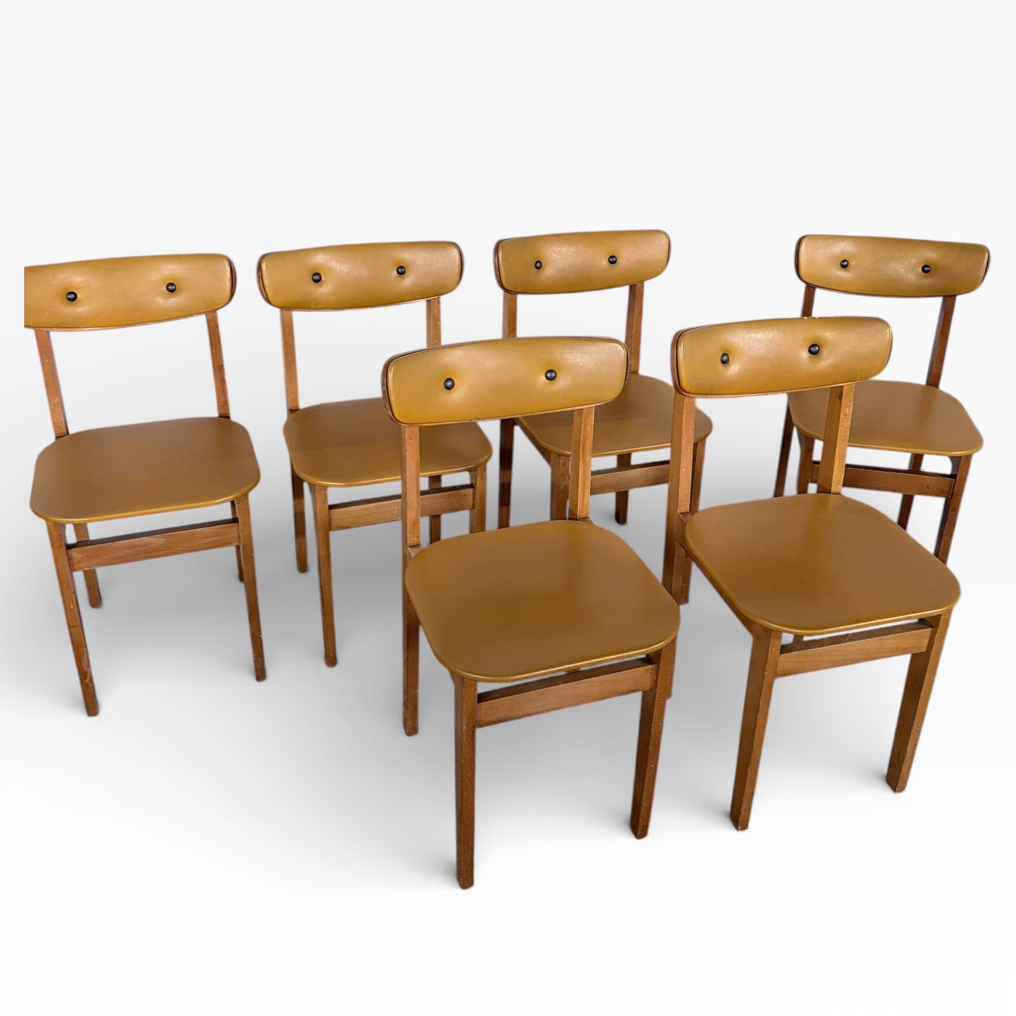 Yellow Vinyl Butterfly Back Dining Chairs (Set of Six)