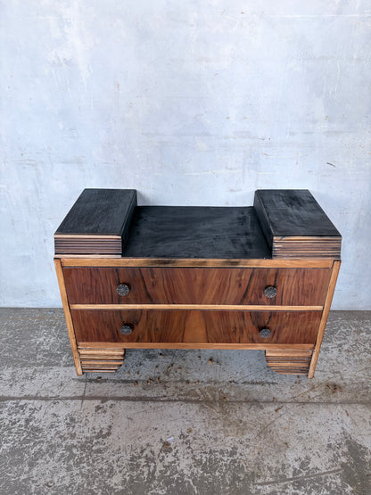 Compact Art Deco Walnut and Oak Chest of Drawers
