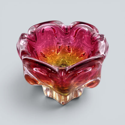 1960s Czech Sommerso Art Glass Bowl by Josef Hospodka for Chřibská