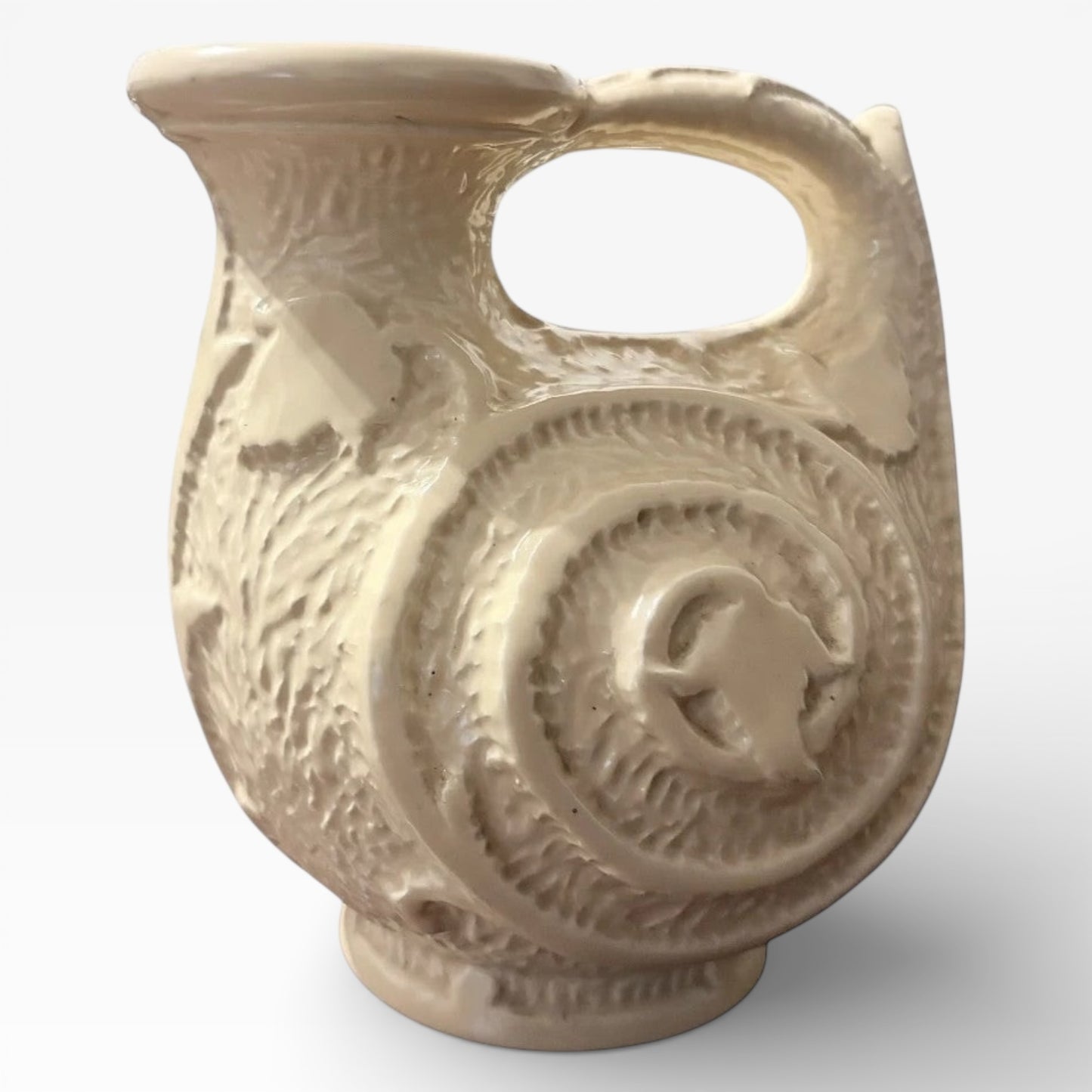 1930s Art Deco Cream Relief Serving Pitcher by Burleigh Ware