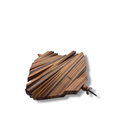 Teak & Oak Helix Sculpture – Handcrafted Wooden Art Piece