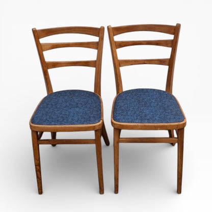 Beech Dining Chairs – Pair of Upholstered Vintage Chairs