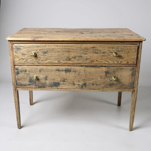 1930s French Pine Chest of Drawers – Distressed & Stripped Antique Commode | Rustic Farmhouse Storage