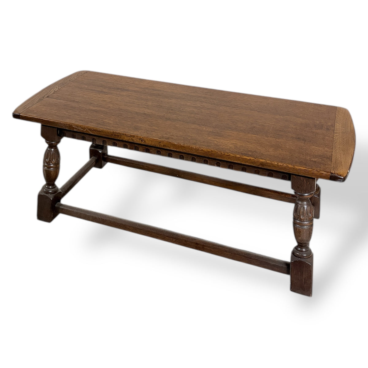 Solid Oak Coffee Table - Vintage Colonial Rustic English Farmhouse Living Room Table