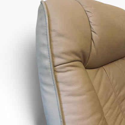 Scandinavian Swivel Lounge Chair – Mid-Century Armchair with Leather Footstool