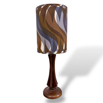 Vintage Teak Table Lamp with Elizabeth Armstrong Sigma Fabric for Hull Traders by Lightfandango