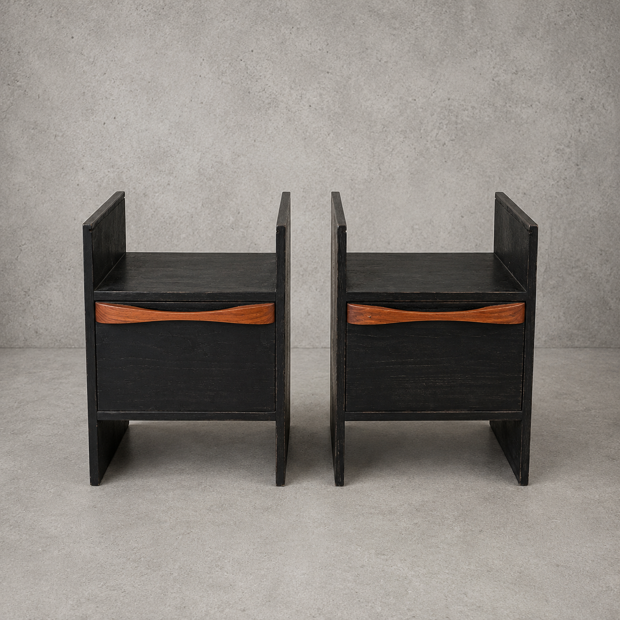 Pair of Compact Vintage Mid Century Bedside Cabinets