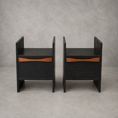 Pair of Compact Vintage Mid Century Bedside Cabinets