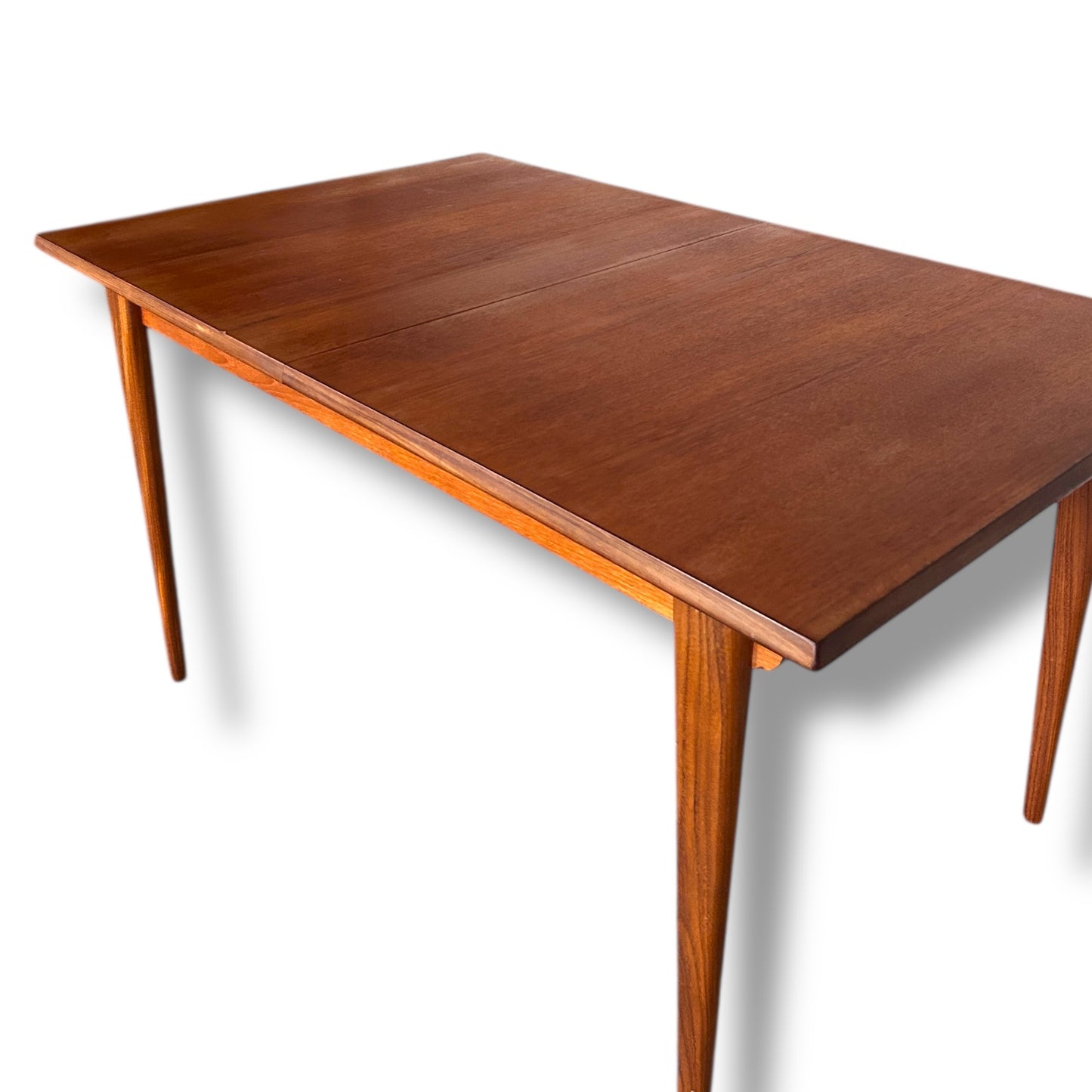 Mid Century Modern White and Newton Teak Extending Dining Table